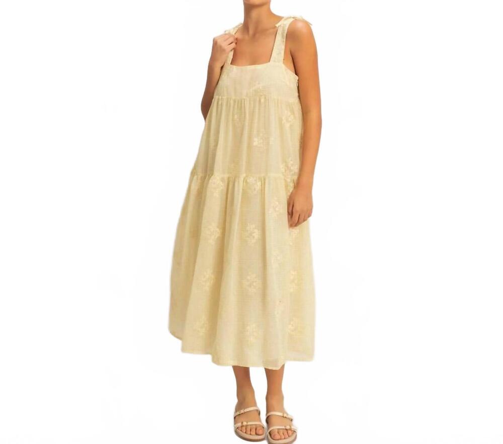 NEW HYFVE gabriella gingham floral midi dress in yellow